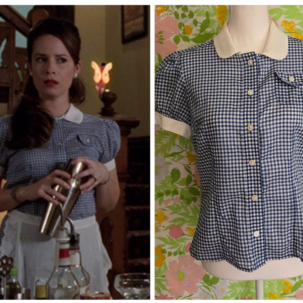 ASO Piper Halliwell Charmed Marc Jacobs Blue Gingham Button Up Blouse